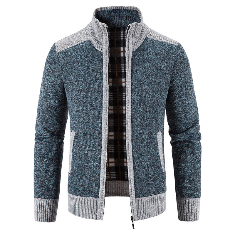 Herren Strickjacke mit hohem Kragen Heidi-Mode