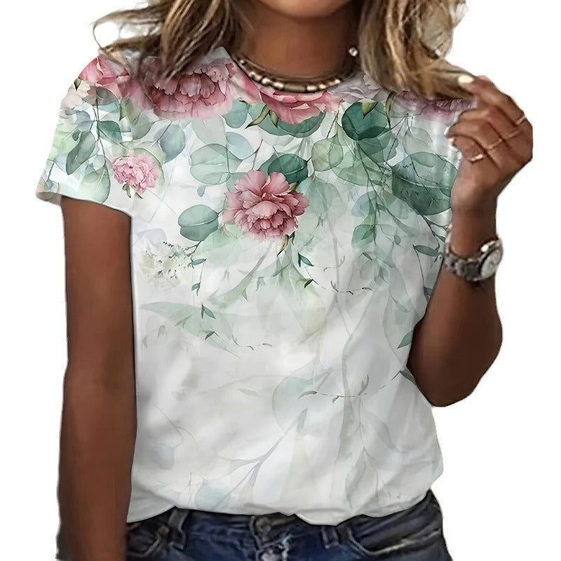 Damen T-Shirt mit floralem Design und modernem Schnitt Heidi-Mode