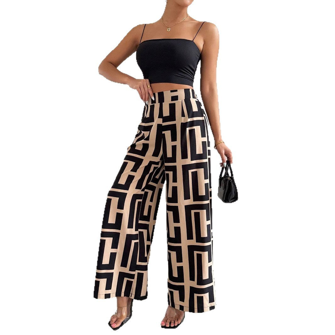 Damen Modische Palazzo-Hose mit grafischem Muster Heidi-Mode