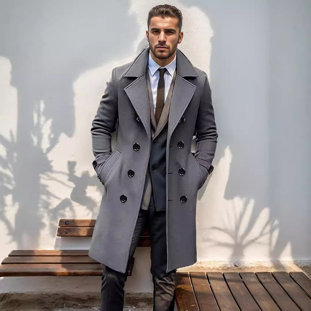 Herren doppelreiher Mantel aus hochwertigem Material Heidi-Mode