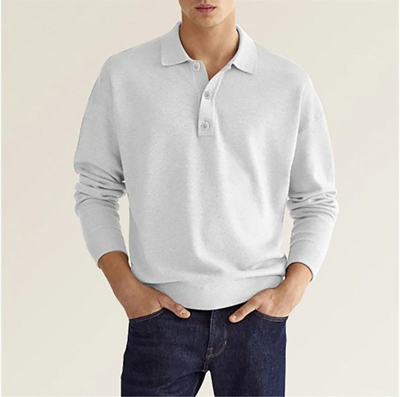 Herren Langarm Polohemd aus atmungsaktivem Stoff mit modernen Knopfdetails Heidi-Mode