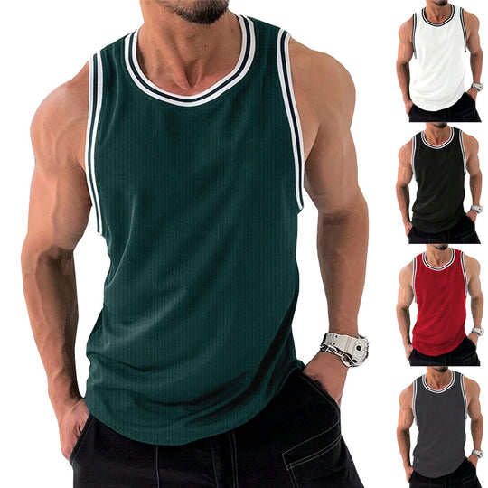 Herren Sportliches ärmelloses Tanktop mit atmungsaktivem Material und modernem Rippendesign Heidi-Mode