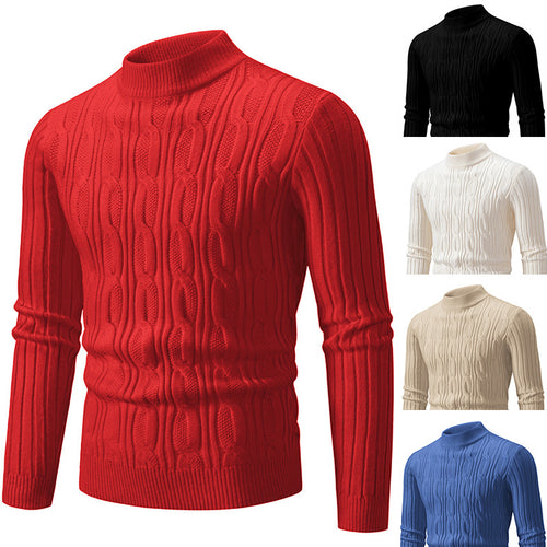Herren Rollkragenpullover mit strukturiertem Zopfmuster und angenehmer Passform Heidi-Mode