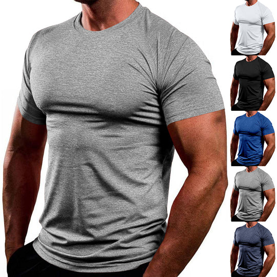 Herren Sportliches Basic T-Shirt aus atmungsaktiver Baumwolle Heidi-Mode