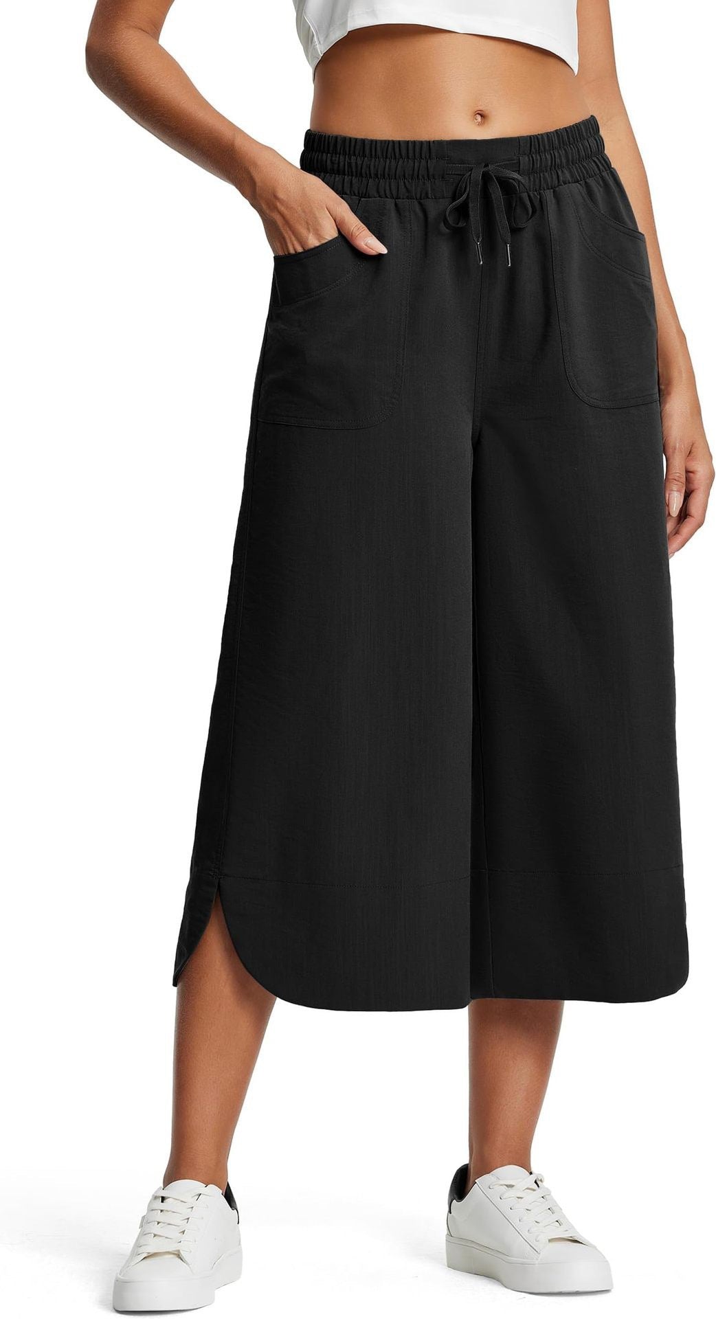 Damen lässige Culotte mit elastischem Bund und praktischen Seitentaschen Heidi-Mode