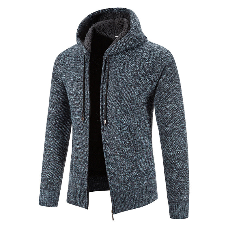 Herren Strickjacke mit moderner Kapuze und strukturiertem Design Heidi-Mode