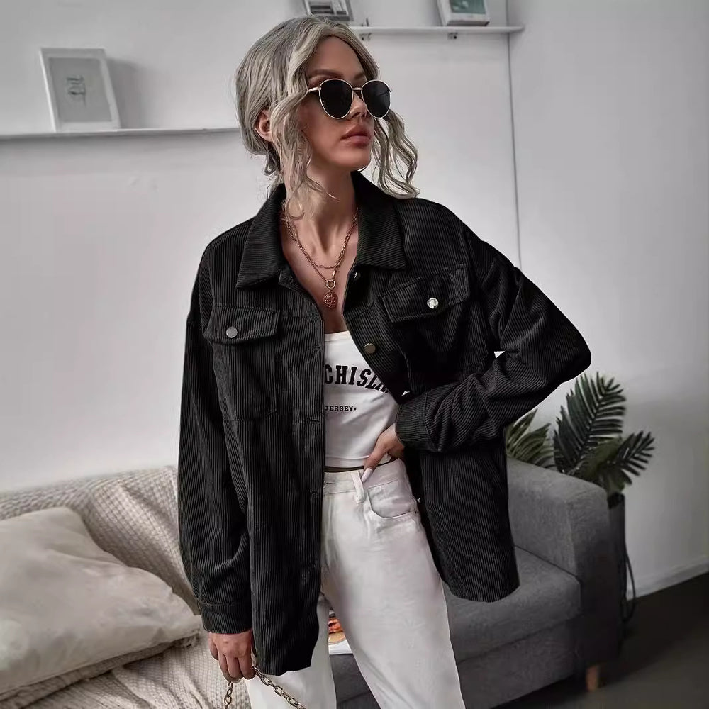 Damen Cordjacke mit modernem Schnitt und praktischen Taschen Heidi-Mode