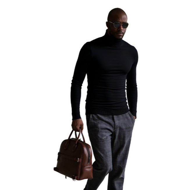 Herren rollkragen pullover mit feiner Struktur Heidi-Mode