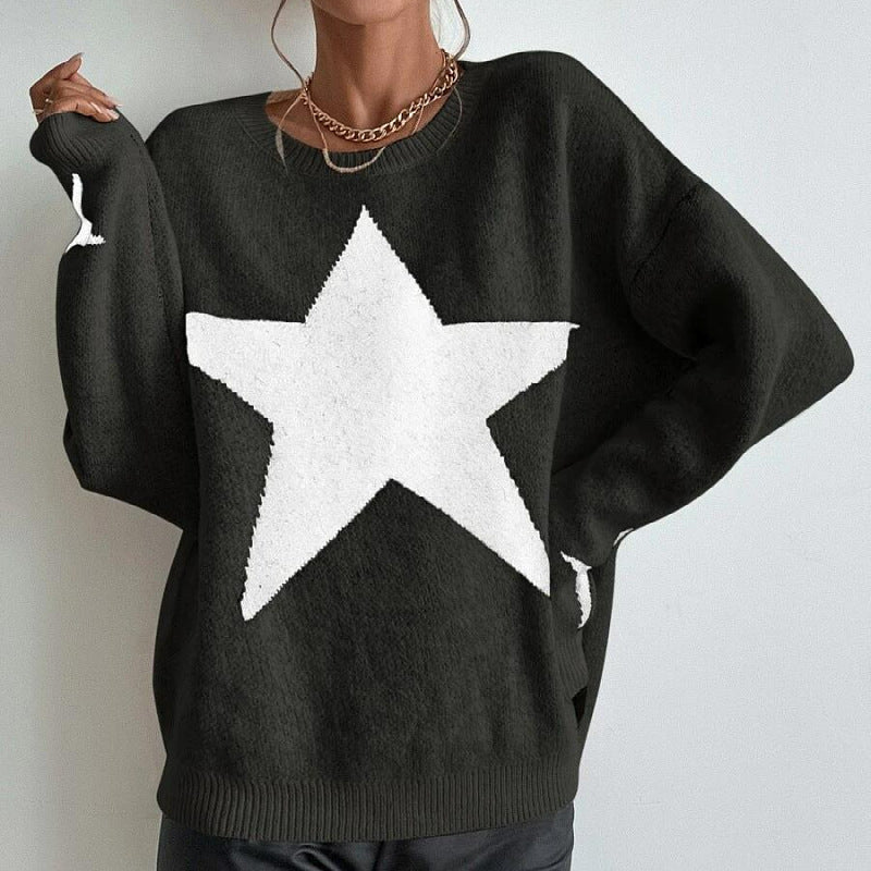 Damen Großer Stern Pullover Heidi-Mode