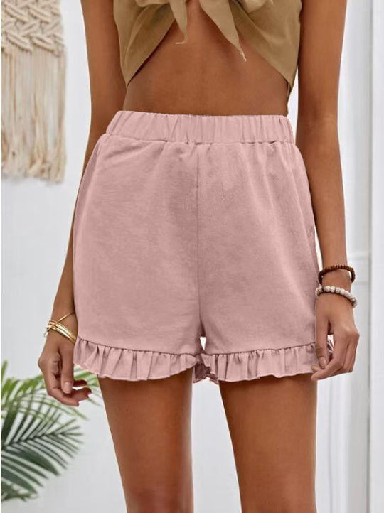 Damen Shorts mit Rüschendetails und Elastischem Bund Heidi-Mode