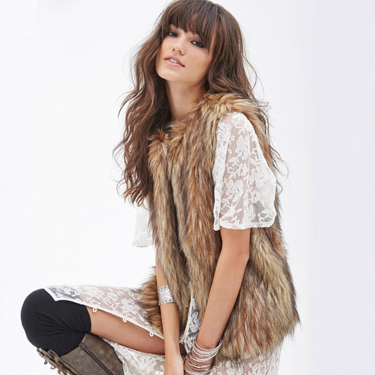 Damen Elegante Kunstpelzweste mit modernem Schnitt Heidi-Mode