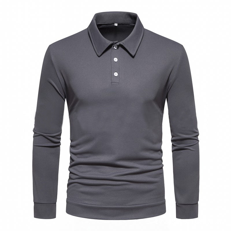 Herren Langarm Polohemd aus atmungsaktivem Stoff mit modernen Knopfdetails Heidi-Mode