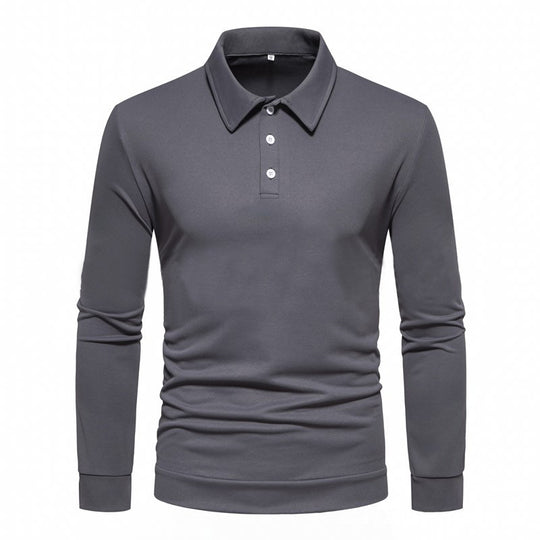 Herren Langarm Polohemd aus atmungsaktivem Stoff mit modernen Knopfdetails Heidi-Mode