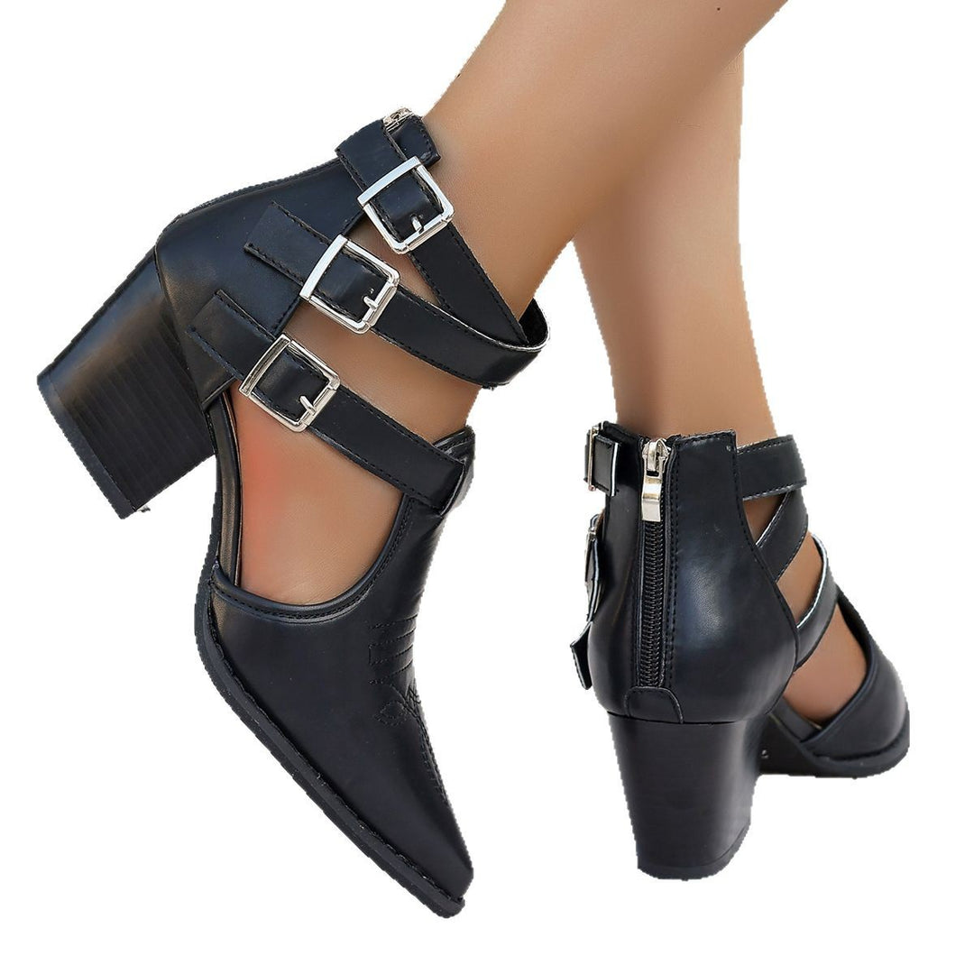 Damen elegante Slingpumps mit asymmetrischem Riemendesign und bequemem Blockabsatz Heidi-Mode