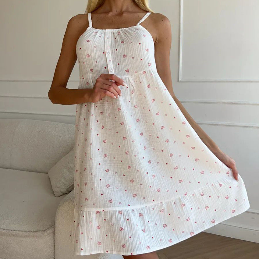 Damen luftiges Sommerkleid mit Rüschensaum und floralem Muster Heidi-Mode