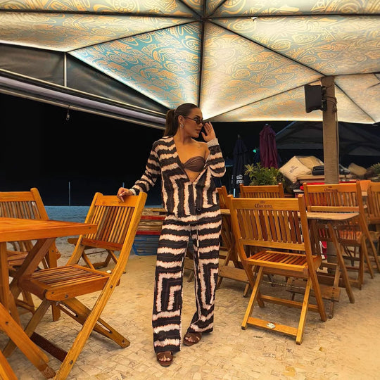 Damen Lässiger Lounge-Anzug mit stylischem Muster Heidi-Mode