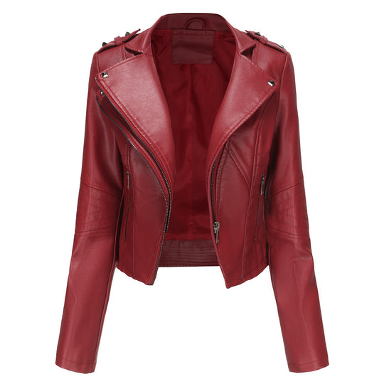 Damen stylische Bikerjacke mit asymmetrischem Reißverschluss und Detailnähten Heidi-Mode