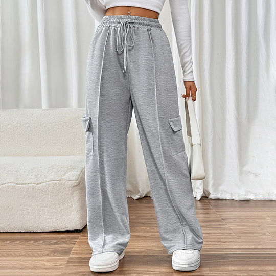 Damen Bequeme Cargo-Hose mit elastischem Bund und seitlichen Taschen Heidi-Mode