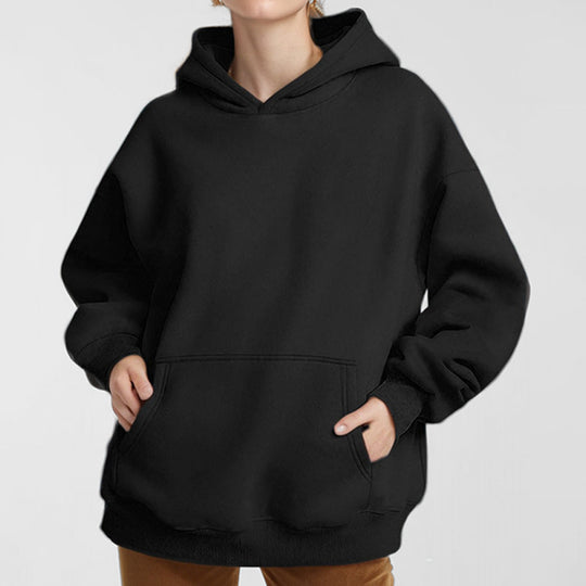 Damen Lockere Kapuzenpullover aus weichem Fleece mit Kängurutasche Heidi-Mode