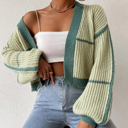 Damen Großer Strickcardigan mit voluminösen Ärmeln Heidi-Mode