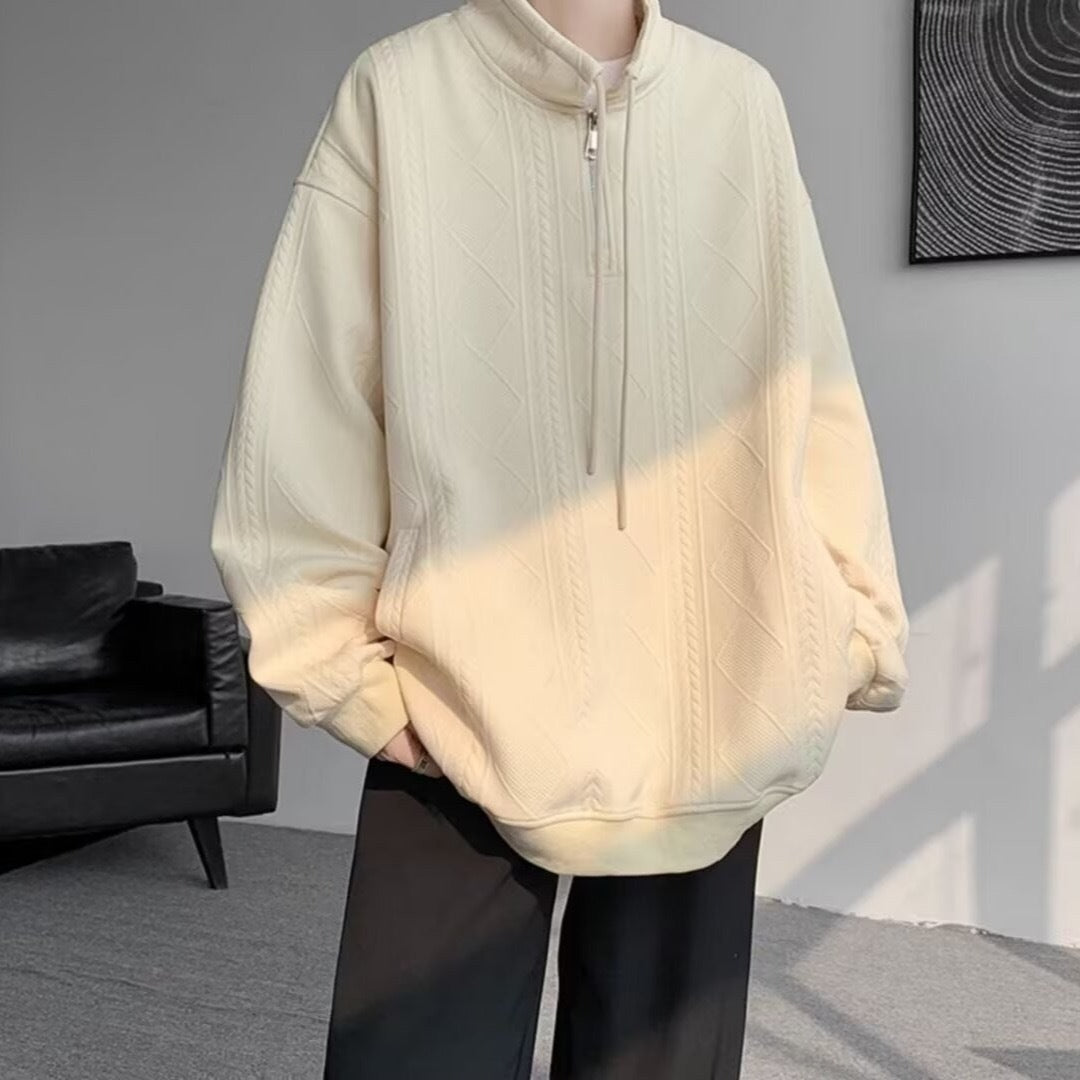 Damen lässiger Pullover mit modernem Stehkragen und Ringelzug Heidi-Mode