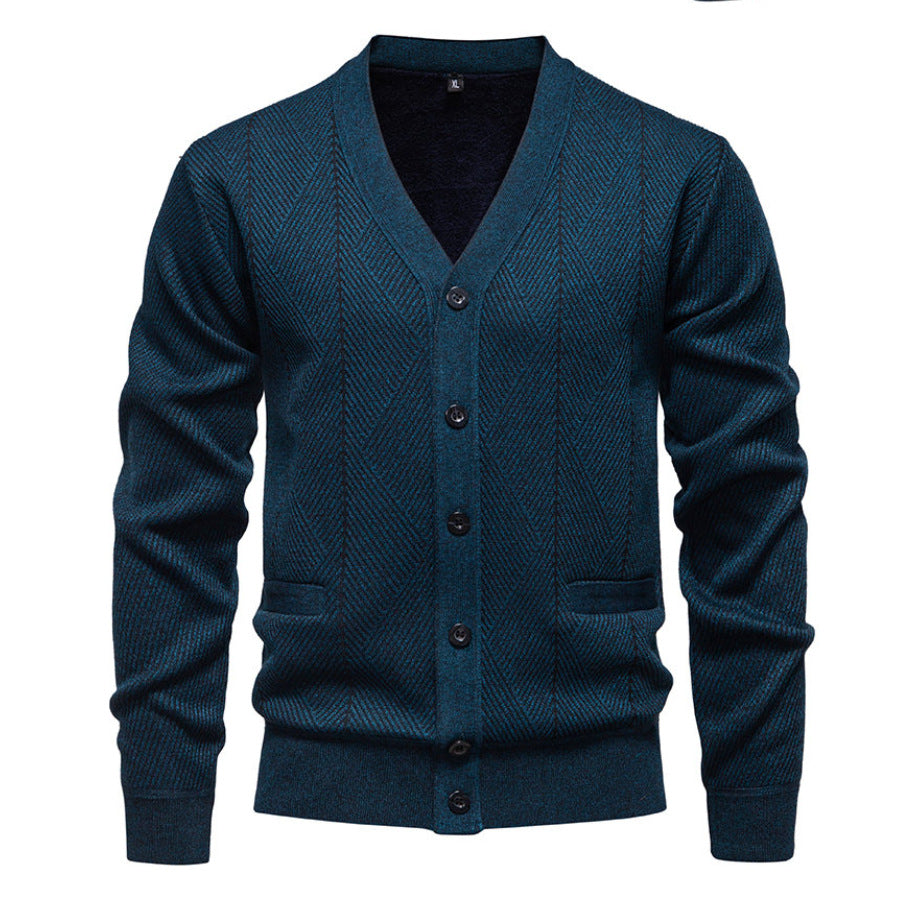 Herren modische Strickjacke mit einzigartigem Rautenmuster Heidi-Mode