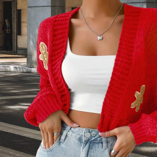 Damen Strickjacke mit verspielten Applikationen Heidi-Mode