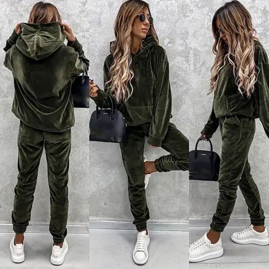 Damen kuscheliges Fleece-Set mit oversized Hoodie und bequemen Jogginghosen Heidi-Mode