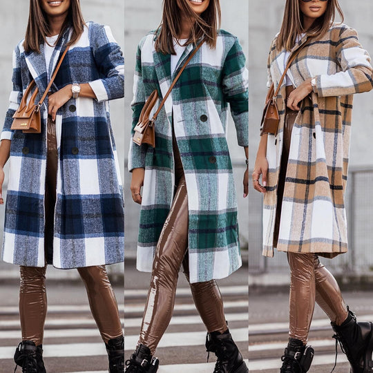 Damen Karierter Oversized-Wintermantel Heidi-Mode