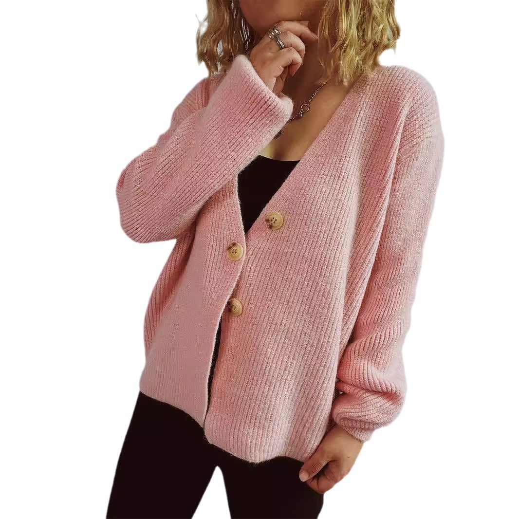 Damen lässiger Strickcardigan mit dekorativen Knopfdetails Heidi-Mode