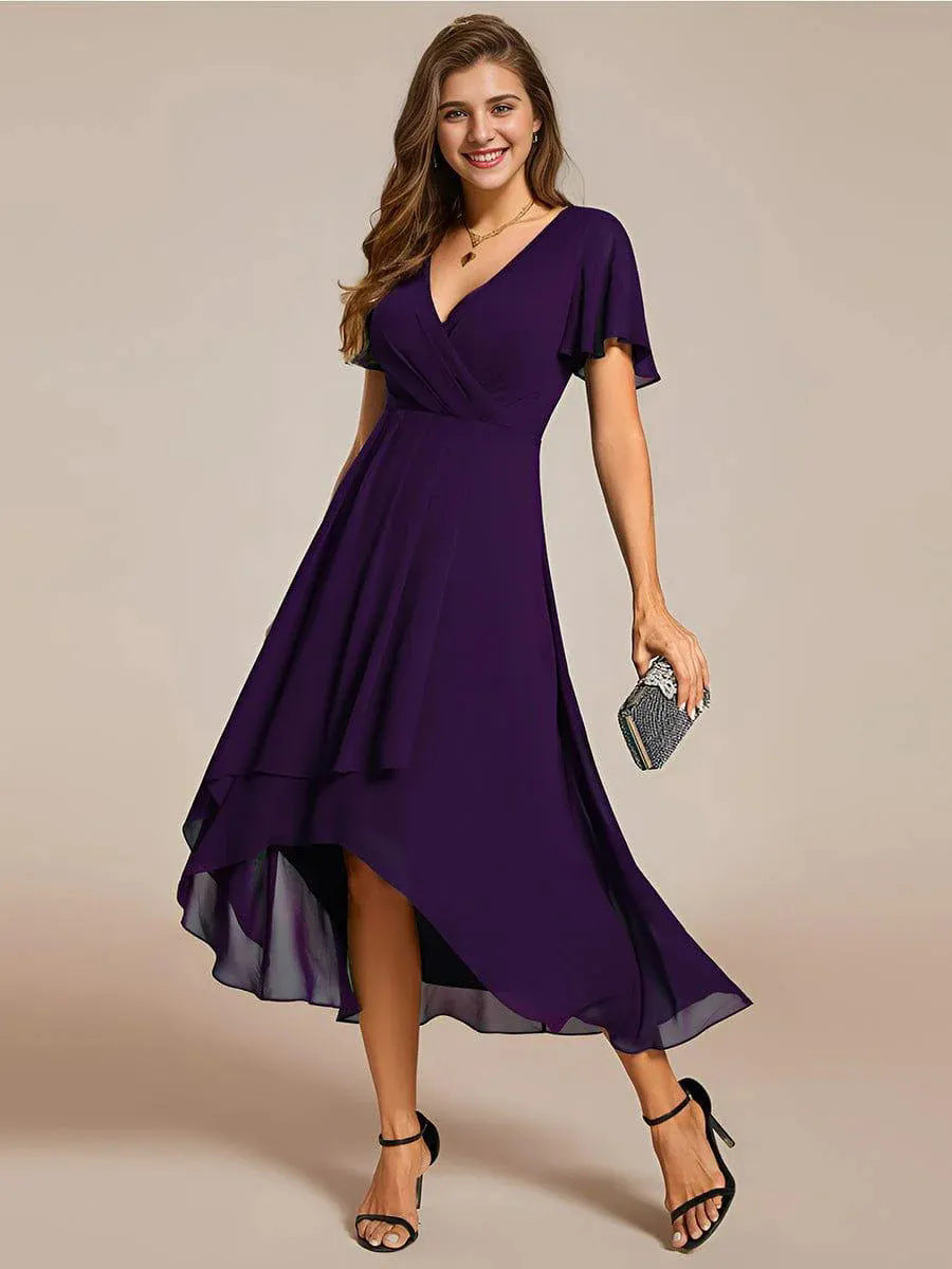 Damen Elegantes Wickelkleid mit asymmetrischem Saum Heidi-Mode