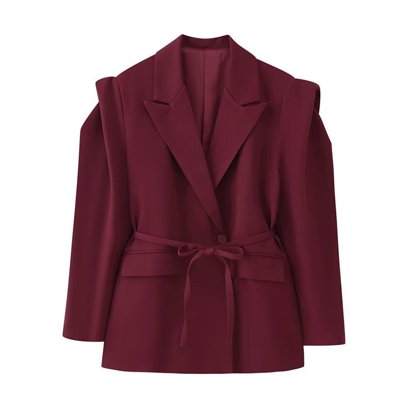 Damen modischer Blazer mit taillierbarem Gürtel und oversized Schnitt Heidi-Mode