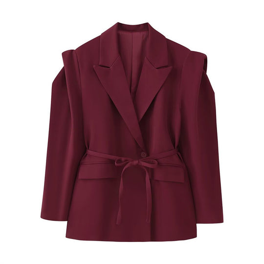 Damen modischer Blazer mit taillierbarem Gürtel und oversized Schnitt Heidi-Mode