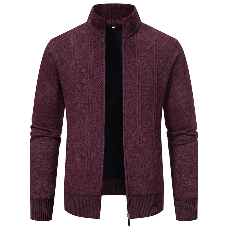 Herren Strickjacke mit hohem Kragen und Zipper Heidi-Mode