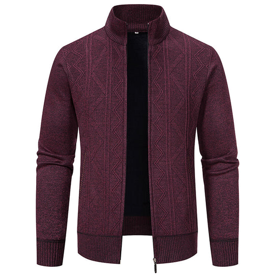 Herren Strickjacke mit hohem Kragen und Zipper Heidi-Mode