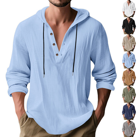 Herren Kapuzenshirt mit Knopfleiste und lässigem Schnitt Heidi-Mode