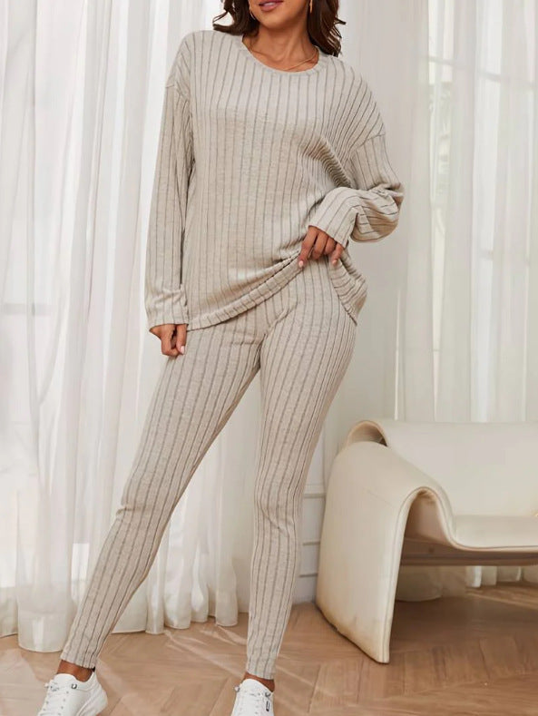 Damen Loungewear-Set mit geripptem Design und weitem Schnitt Heidi-Mode