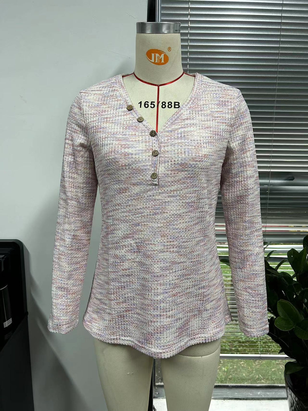 Damen Langarmshirt mit Knopfleiste Heidi-Mode