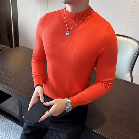 Herren modischer Pullover mit hohem Kragen und eleganter Passform Heidi-Mode