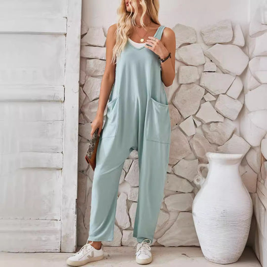 Damen Jumpsuit mit großzügigen Taschen und weichem Stretchmaterial Heidi-Mode