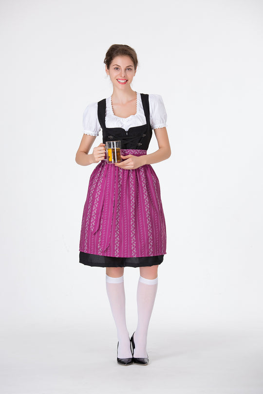 Damen Trachtenkleid mit eleganter Schürze und verspielten Rüschenkanten Heidi