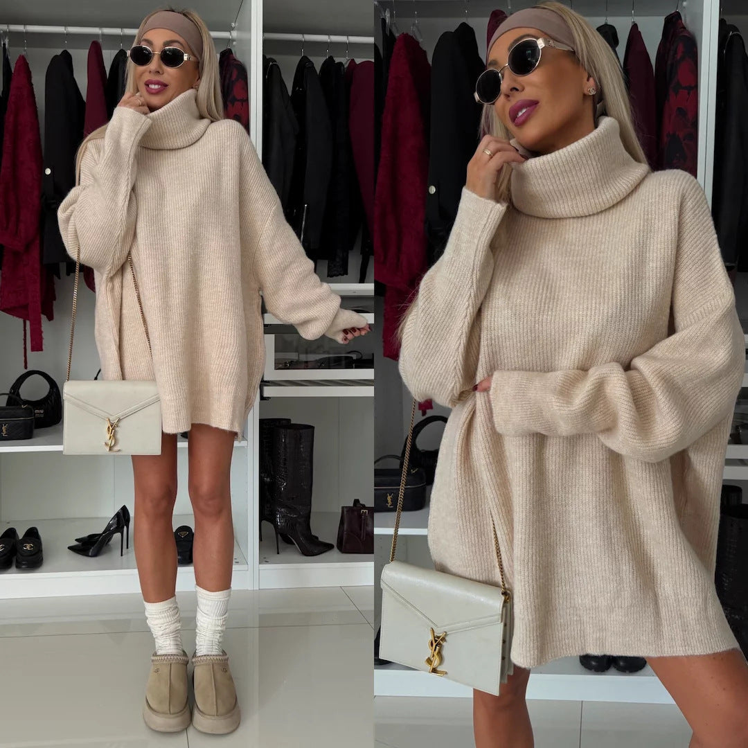 Damen Oversized Rollkragenpullover aus hochwertigem Strick Heidi-Mode