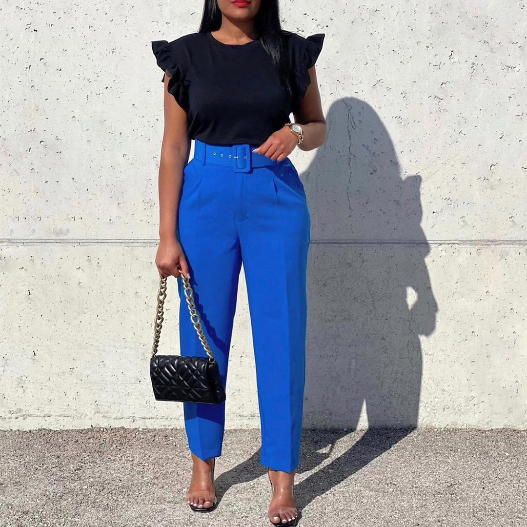 Damen Chinohose mit hohem Bund und eleganter Schnittführung Heidi-Mode
