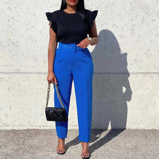 Damen Chinohose mit hohem Bund und eleganter Schnittführung Heidi-Mode