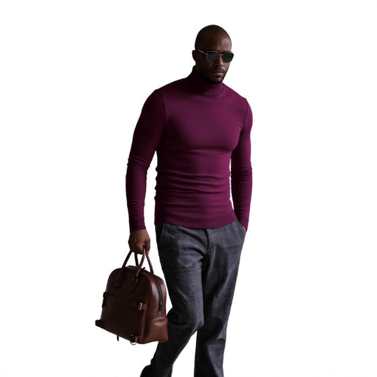 Herren rollkragen pullover mit feiner Struktur Heidi-Mode