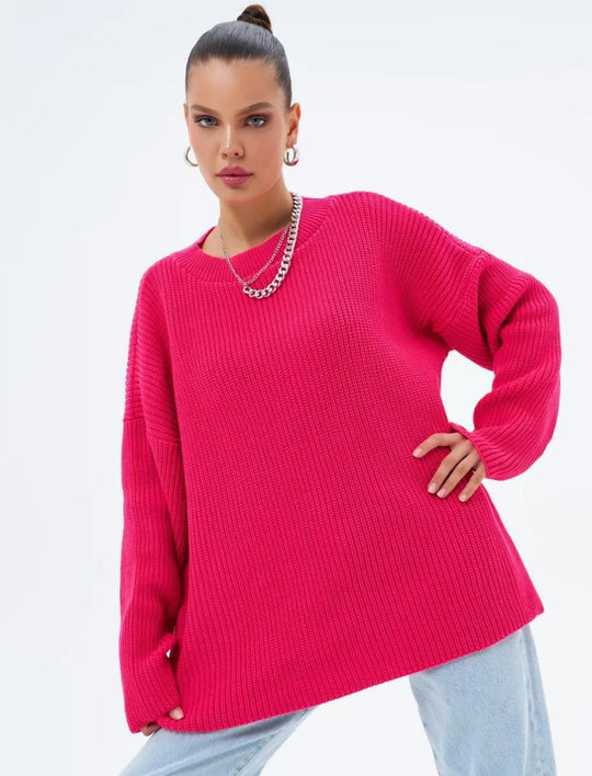 Damen Oversized Strickpullover mit strukturiertem Design und lässigem Schnitt Heidi-Mode