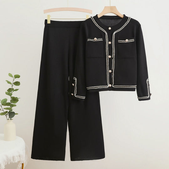 Damen elegantes Zweiteiler-Set mit strukturiertem Blazer und weitem Hosen Heidi-Mode