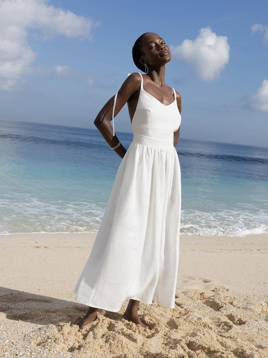 Damen Midi-Kleid aus leichtem Leinenstoff Heidi-Mode