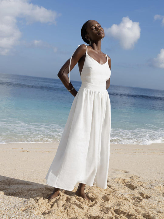 Damen Midi-Kleid aus leichtem Leinenstoff Heidi-Mode