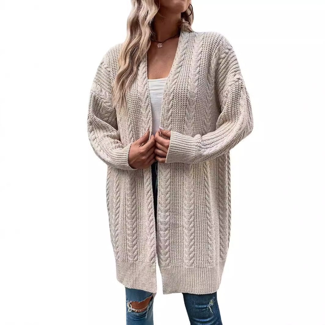 Damen Grobstrick Cardigan mit weitem Schnitt und strukturierter Optik Heidi-Mode